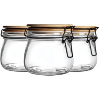 Wooden Clip Lid Storage Jar - 500ml - White Seal / 3