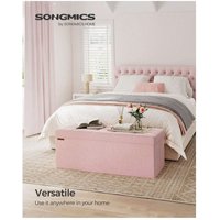 SONGMICS Velvet Storage Ottoman with Tufted Design - Pink