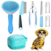 Kidkid 6-in-1 Dog Grooming Kit Pet Brush and Nail Clipper Set - Blue