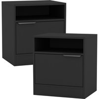 1-Door Bedside Table Cabinet Nightstand Storage Shelf Unit Bedroom Furniture - Black / 2