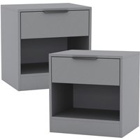 Bedside Cabinet with Shelf - Wooden Bedroom Nightstand Side Table - Grey / 46.5cm / 2