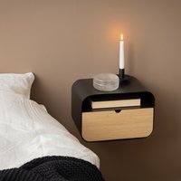 Joliet Bedside Table - Black and Bamboo / 23cm