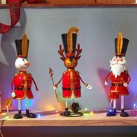 Set of 3 Metal Christmas Ornaments - Red