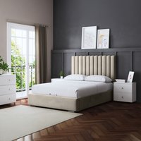 Evangeline Panel Bed with Headboard - Beige / Single