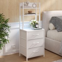 3-Drawer Bedside Cabinet with Charging Station - White