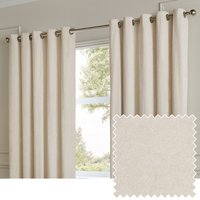 Lustre Velvet Fully Lined Eyelet Curtain Pair - Ivory / 137cm / 117cm