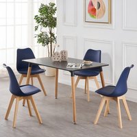 Dining Set includes a Halo Dining Table and Lorenzo Dining Chairs Set of 4 - Blue