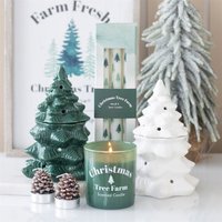 Christmas Tree Farm Scented Candle Festive Candle Gift - Teal