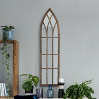 MirrorOutlet The Dorset Rustic Framed Arched Leaner Wall Mirror - Brown