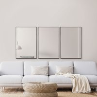 3 x Manhattan Black Aluminium Framed Modern Wall Mirror - Black