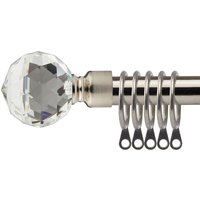 16-19mm Cristalla Extendable Durable Metal Curtain Pole Set - Brushed Silver / 120cm