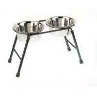 High Stand Dish Dog Feeders - Silver / 22cm / 900ml