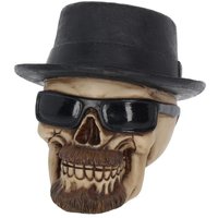 Small Badass Hat and Sunglasses Skull Figurine - 14cm