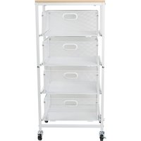 Wood Effect and Mesh Storage Cart - White
