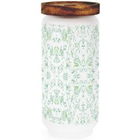 Green Floral Painted Roses Large Glass Storage Jar - Green