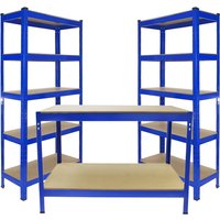 Monster Racking 2x T Rax 75cm Blue and Metal Storage Workbench - Blue