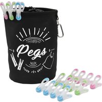 Large Peg Bag with 72 Prism Soft Touch Mini Pegs - Black