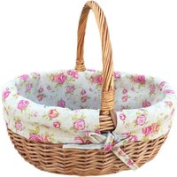 Deluxe Shopping Basket with Rose Lining - Brown / Large