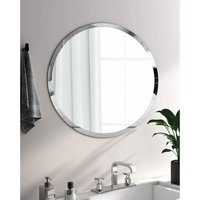 50x50 cm Frameless Round Wall Mounted Mirror - Silver