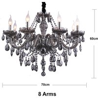 Genuine K9 SMOKY Grey Crystal Chandelier - Smoky Grey / 70cm