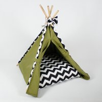Kitty Castle Cat and Dog Beds - Green - Black and White Zigzag