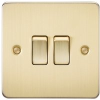 Knightsbridge Flat Plate 10AX 2G 2-way switch - brushed brass - FP3000BB - Brushed Brass