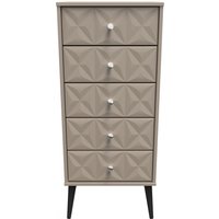 Pixel Ready Assembled 5 Drawer Bedside Cabinet - Mushroom Matt