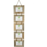 6x4" Rustic Wooden Hanging Photo Frame Natural - Brown