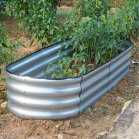Raised Bed Planter Oval Galvanised Steel 182x61x30cm - Galvanised Steel