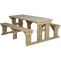 Abies Wooden Picnic Bench and Table Set - Natural light green / 240cm