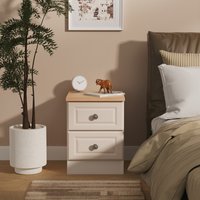 Norfolk Fully Assembled 2 Drawer Bedside Cabinet - Kashmir Ash & Bardolino Oak