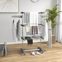 HOMCOM Foldable Clothes Drying Rack - Grey / 152cm