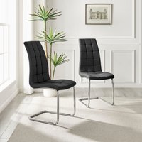 2 x Deep Foam Cushioned Murano Upholstered Modern Kitchen Dining Chairs - Black