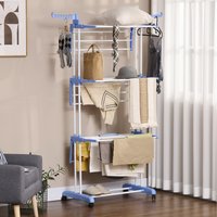 HOMCOM Clothes Airer Foldable Clothes Drying Rack for Indoor Outdoor - Blue