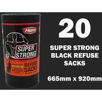 Hero 85L Bin Bags Super Strong Black Pack of 20 - Black