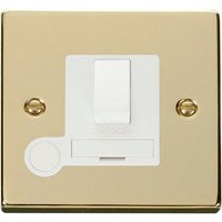 Polished Brass 13A Fused Connection Unit Switched With Flex - White