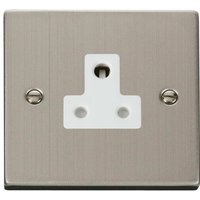 Stainless Steel 1 Gang 5A Round Pin Socket - White