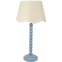 Bobbins Table Lamp with Linen Scallop White Trim Shade - Powder Blue / No