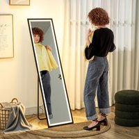 HOMCOM Full Length Mirror with LED Lights, Standing, Leaning or Wall - Black