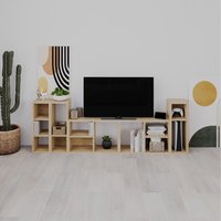 Combayn Modern Big Low Freestanding Bookcase - Oak