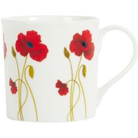 Fine Bone China Richmond Stem Poppy Mug - White and Red