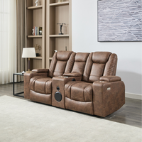 Ashton 2 Seater Fabric Auto Recliner Sofa With Console - Brown