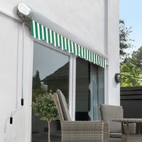 Full Cassette Electric Patio Awning 5m Canopy - Green & White Stripe