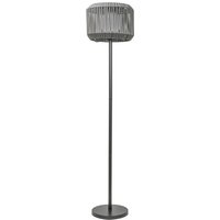 Solar Powered Garden Rattan Outdoor Floor Lamp - Grey