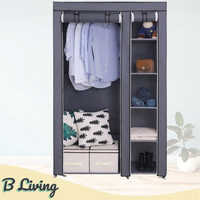 Temporary Canvas Fabric Wardrobe - Grey / 39cm