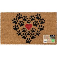 Eco-Friendly Latex Backed Natural Coir Entrance Doormat - Large - Brown / Heart Paws