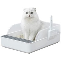 Kidkid Open Indoor Cat Litter Box - White+Grey