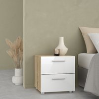 Pepe 2-Drawer Bedside Table - Oak and White