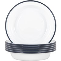 White Enamel Deep Bowls - 19cm - Navy - Navy / 6