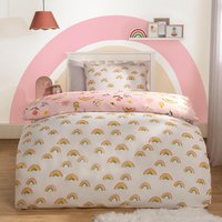 Floral Rainbow Duvet Cover Set - Blush Pink / Single